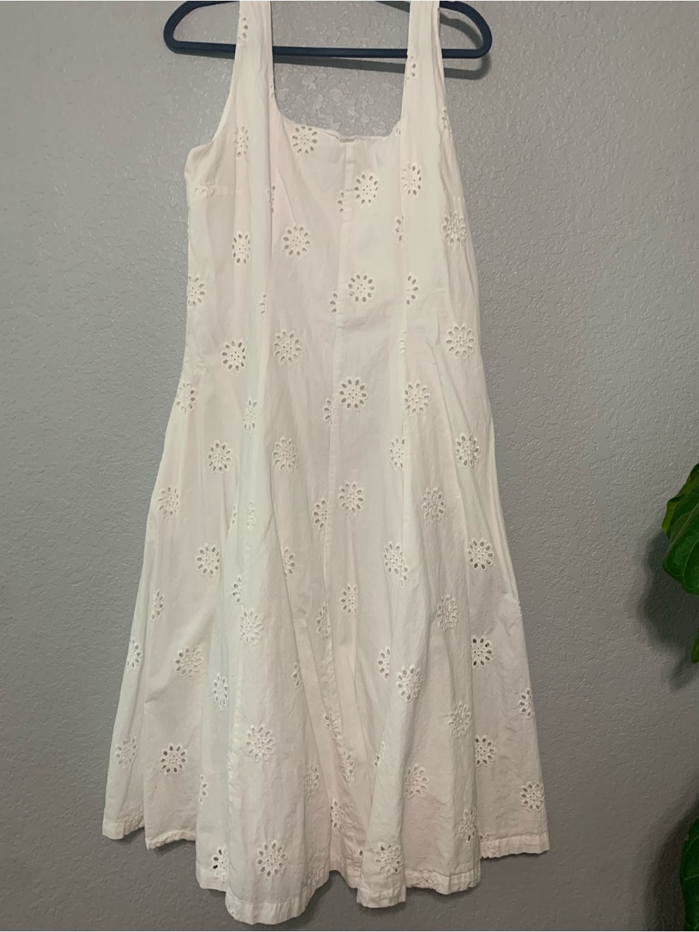 White Eyelet Casual Sundress for Women - Sleeveless Cotton Summer Dress